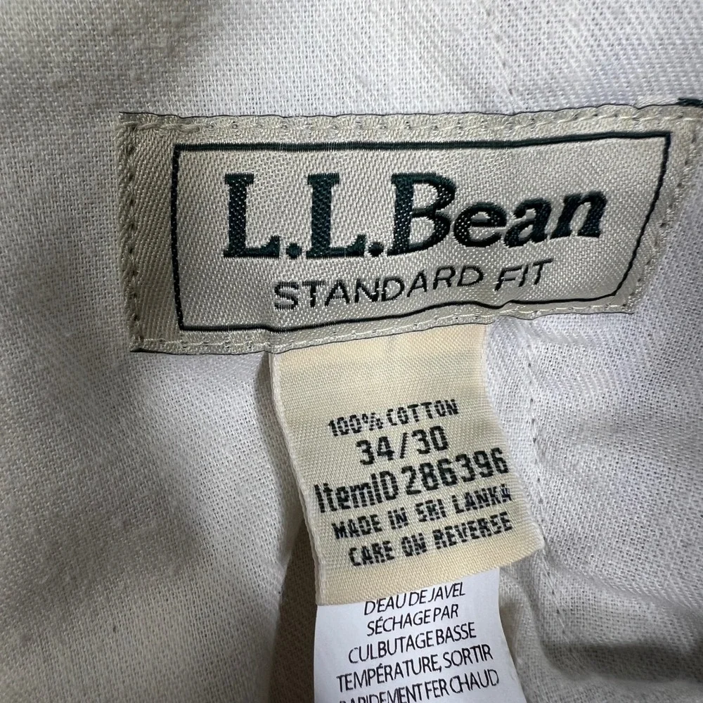 LL Bean Mens Standard Fit Chino Pants 34x30 Tan Cotton Khaki Textured 286396